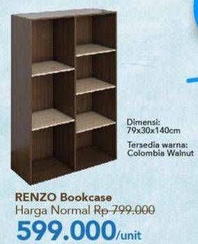 Promo Harga RENZO Bookcase Colombia Walnut  - Carrefour