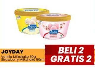 Promo Harga Joyday Ice Cream Mangkuk Vanilla Milkshake, Strawberry Milkshake 50 gr - Yogya