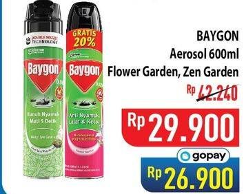 Promo Harga Baygon Insektisida Spray Flower Garden, Zen Garden 600 ml - Hypermart