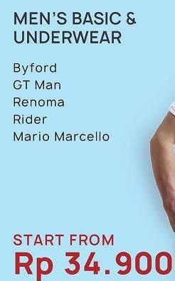 Promo Harga Byford/GT Man/Renoma/Rider/Mario Marcello Mens Basic & Underware  - Carrefour