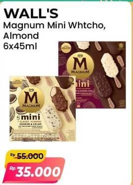 Promo Harga Walls Magnum Mini Almond White Chocolate, Almond per 6 pcs 45 ml - Alfamart