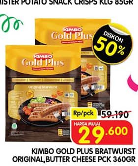 Promo Harga Kimbo Gold Plus Bratwurst Butter Cheese, Original 360 gr - Superindo