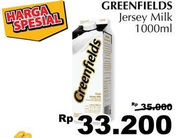 Promo Harga GREENFIELDS Jersey Fresh Milk 1000 ml - Giant