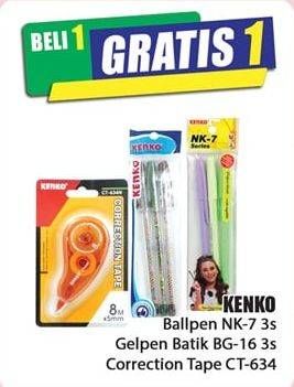 Promo Harga KENKO Ballpen NK-7/Gelpen Batik BG-16/Correction Tape CT-634  - Hari Hari