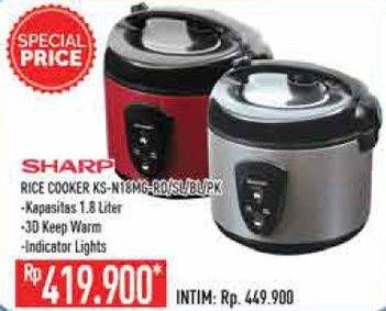 Promo Harga SHARP KS-N18MG | Rice Cooker 1.8ltr SL, BL, PK  - Hypermart