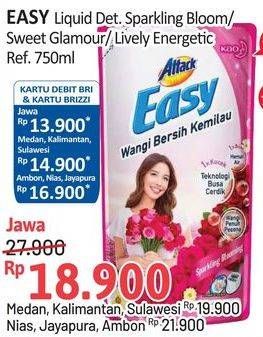 Promo Harga ATTACK Easy Detergent Liquid Lively Energetic, Sparkling Blooming, Sweet Glamour 750 ml - Alfamidi