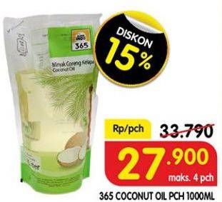 Promo Harga 365 Coconut Oil 1000 ml - Superindo