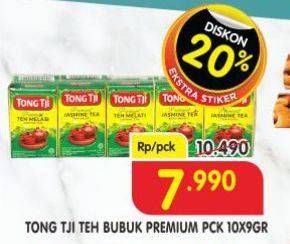 Promo Harga Tong Tji Teh Bubuk Premium Jasmine Tea per 10 pcs 9 gr - Superindo