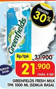 Promo Harga GREENFIELDS Fresh Milk All Variants 1000 ml - Superindo