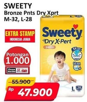 Promo Harga Sweety Bronze Pants Dry X-Pert M32, L28 28 pcs - Alfamart