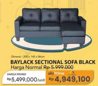 Promo Harga Transliving Baylack Sectional Sofa Black  - Carrefour