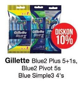 Promo Harga GILLETTE Blue 2 Plus 5+1s/ Pivot 5s; Blue 3 Simple 4s  - Guardian