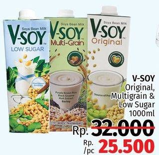 Promo Harga V-SOY Soya Bean Milk Original, Multi Grain, Low Sugar 1000 ml - LotteMart