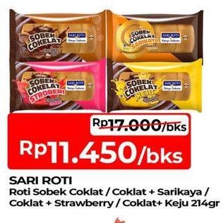 Promo Harga Sari Roti Manis Sobek Cokelat, Cokelat Sarikaya, Cokelat Strawberry, Cokelat Keju 216 gr - TIP TOP