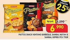 Promo Harga PIATTOS Snack Kentang BBQ, Sambal Geprek, Sambal Matah 75 gr - Superindo