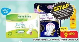 Promo Harga Softex Comfort Night/Pantyliner Daun Sirih   - Superindo