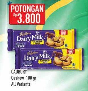 Promo Harga CADBURY Dairy Milk Cashew Nut 100 gr - Hypermart