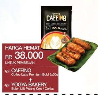 Promo Harga CAFFINO Coffee Latte Premium Bold 5x30g + YOGYA Bolen Lilit Pisang Keju/Coklat  - Yogya