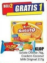 Promo Harga KLOP Saluto Cheese 76 g, Crackers Coconut Milk Original 117 g  - Hari Hari