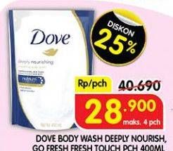 Promo Harga Dove Body Wash Deeply Nourishing, Go Fresh Fresh Touch 400 ml - Superindo