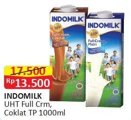 Promo Harga Indomilk Susu UHT Full Cream Plain, Cokelat 1000 ml - Alfamart