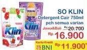 Promo Harga SO KLIN Liquid Detergent + Anti Bacterial Violet Blossom, Korean Camelia 750 ml - Indomaret