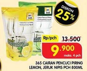 Promo Harga 365 Pencuci Piring Jeruk Nipis, Lemon 800 ml - Superindo