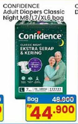 Promo Harga Confidence Adult Classic Night Ekstra Serap & Kering M8, L7, XL6 6 pcs - Indomaret