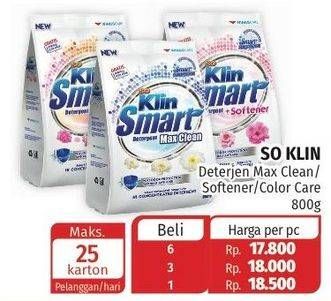 Promo Harga SO KLIN Smart Detergent Color, Softener, White 800 gr - Lotte Grosir