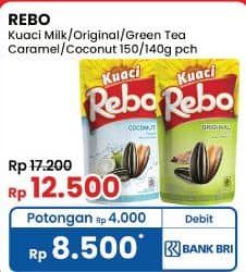 Promo Harga Rebo Kuaci Bunga Matahari Milk, Original, Green Tea, Caramel, Coconut 150 gr - Indomaret