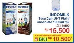 Promo Harga Indomilk Susu UHT Full Cream Plain, Cokelat 1000 ml - Indomaret