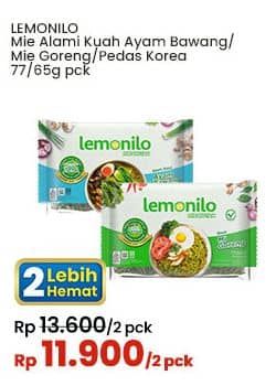 Promo Harga Lemonilo Mi Instan Ayam Bawang, Mi Goreng Rasa Pedas Korea, Mi Goreng 70 gr - Indomaret