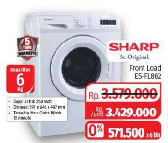 Promo Harga SHARP ES-FL862 | Washing Machine Front Load 6kg  - Lotte Grosir