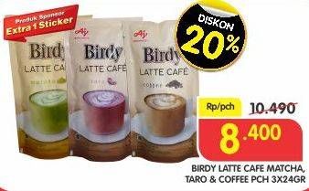 Promo Harga Birdy Latte Cafe Matcha, Taro, Coffee per 3 sachet 24 gr - Superindo