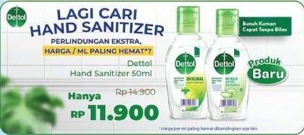 Promo Harga DETTOL Hand Sanitizer Original 50 ml - Indomaret