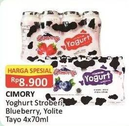 Promo Harga CIMORY Mini Yogurt Drink Mixed Berry, Strawberry per 4 pcs 70 ml - Alfamart