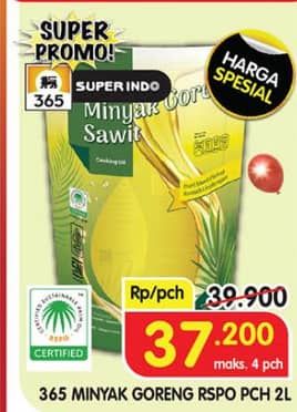 Promo Harga 365 Minyak Goreng Sawit RSPO 2000 ml - Superindo