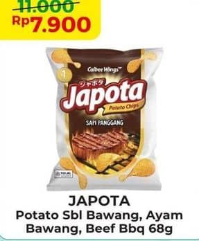 Promo Harga Japota Potato Chips Sambal Bawang, Ayam Bawang, Beef BBQ 68 gr - Alfamart