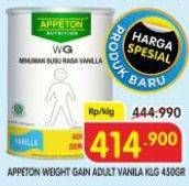 Promo Harga Appeton Weight Gain for Adults Vanilla 450 gr - Superindo