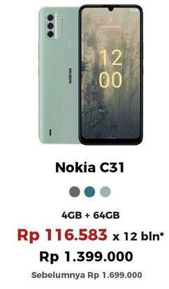 Promo Harga Nokia C31 Smartphone 4GB + 64GB  - Erafone