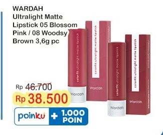 Promo Harga Wardah Colorfit Ultralight Matte Lipstick 05 Blossom Pink, 08 Woodsy Brown 3 gr - Indomaret