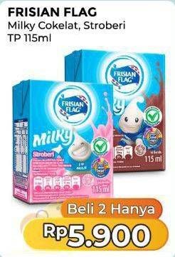 Promo Harga Frisian Flag Susu UHT Milky Zuzhu Zazha Chocolate, Strawberry 115 ml - Alfamart