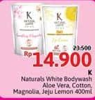Promo Harga K Natural White Body Wash Aloe Vera, Cotton Flower, Sparkling Magnolia, Jeju Lemon 400 ml - Alfamidi