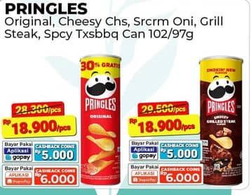 Promo Harga Pringles Potato Crisps Spicy Texas BBQ 97 gr - Alfamart