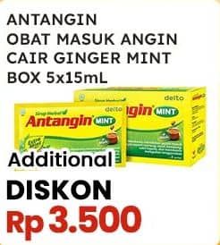 Promo Harga Antangin Obat Masuk Angin Ginger Mint per 5 sachet 15 ml - Indomaret
