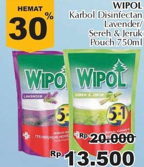 Promo Harga WIPOL Karbol Wangi Lavender, Sereh + Jeruk 750 ml - Giant