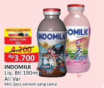 Promo Harga INDOMILK Susu Cair Botol All Variants 190 ml - Alfamart