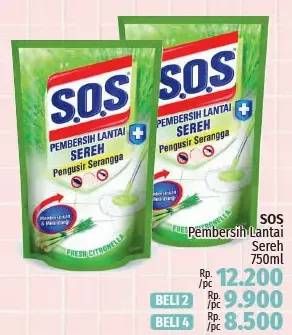 Promo Harga SOS Pembersih Lantai Sereh 750 ml - LotteMart