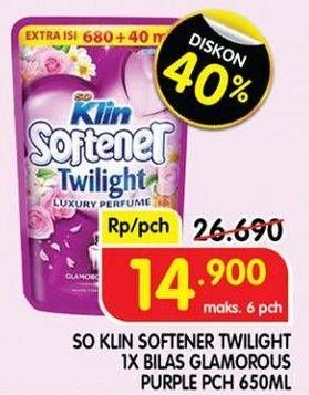 Promo Harga So Klin Softener Twilight Sensation Glamorous Purple 650 ml - Superindo