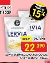 Promo Harga Lervia Sabun Cair Susu  Plus Avocado, Plus Honey, Original 400 ml - Superindo